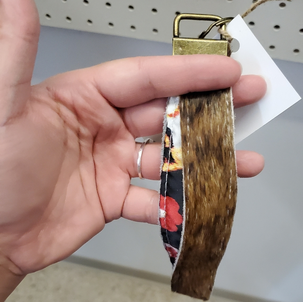 Wild rag with authentic hair on hide wristlet